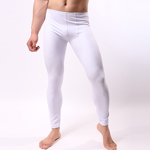 

Men's Normal Nylon Sexy Long Johns Solid Colored Low Waist
