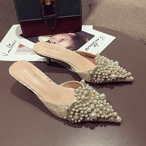 

Women's Sandals Low Heel Pointed Toe PU Summer Almond / Black