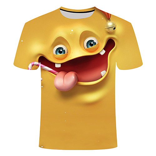 

Men's Plus Size 3D Graphic Print Slim T-shirt Basic Daily Going out Round Neck Yellow / Short Sleeve