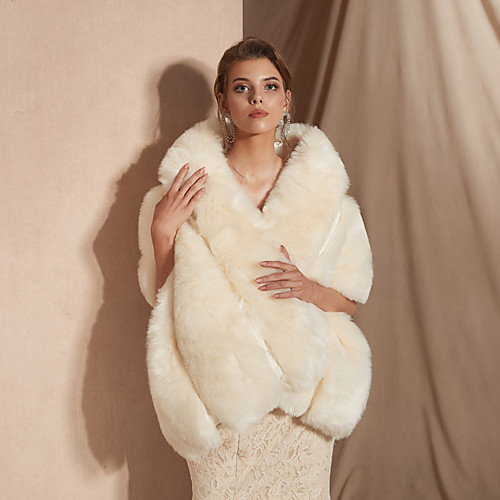 

Sleeveless Shawls Faux Fur Wedding Women's Wrap With Solid