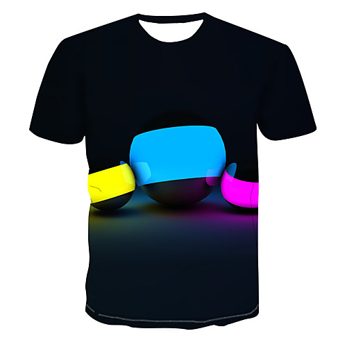 

Men's Color Block 3D Print T-shirt Street chic Punk & Gothic Club Weekend Round Neck Black / Short Sleeve