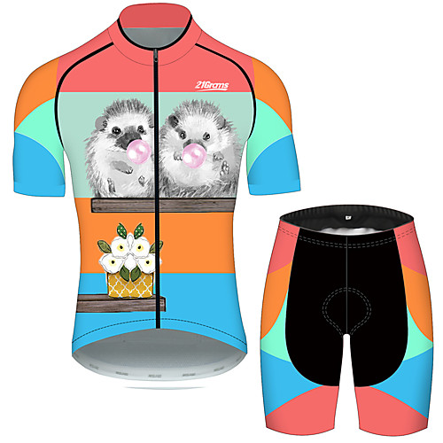 

21Grams Men's Short Sleeve Cycling Jersey with Shorts BlueOrange Animal Bike Clothing Suit UV Resistant Quick Dry Sports Patterned Mountain Bike MTB Road Bike Cycling Clothing Apparel / Stretchy