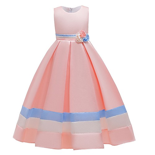 

A-Line Round Floor Length Cotton Junior Bridesmaid Dress with Bow(s) / Ruching