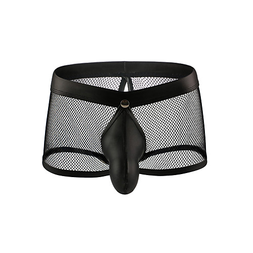 

Men's Mesh Briefs Underwear - Normal Mid Waist Black White Yellow S M L