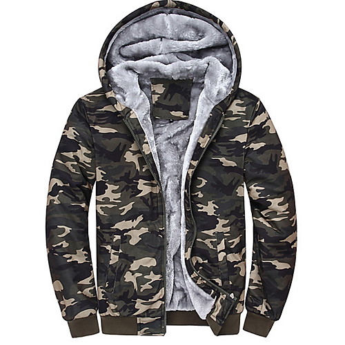 

Men's Camo / Camouflage Fall & Winter Jacket Regular Daily Long Sleeve Polyester Coat Tops Blue