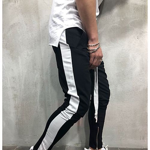 

Men's High Waist Jogger Pants Harem Pants / Trousers Breathable Blue and White Red and White Black / White Gym Workout Running Fitness Sports Activewear Stretchy