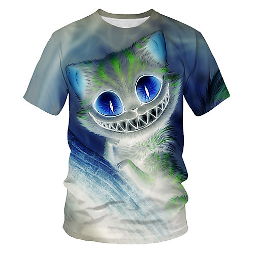 

Men's Plus Size Graphic T-shirt Basic Daily Round Neck Light Blue / Short Sleeve