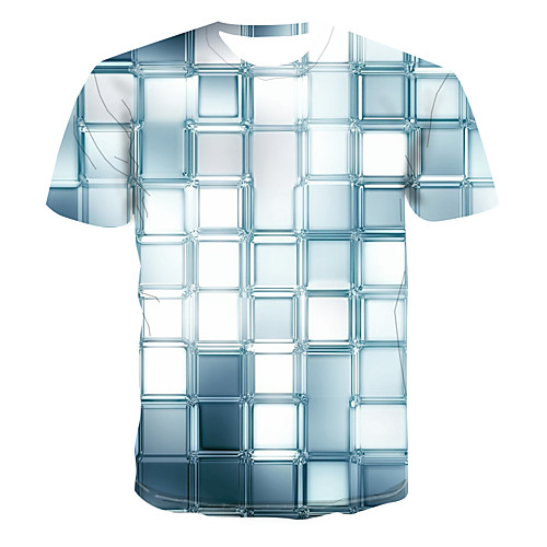 

Men's Geometric 3D Print T-shirt Street chic Punk & Gothic Club Weekend Round Neck Light Green / Short Sleeve
