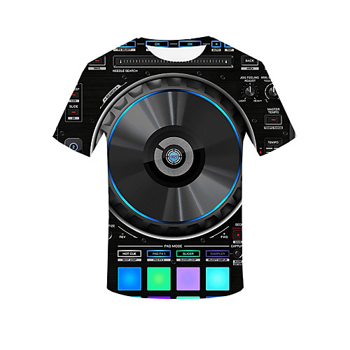 

Men's Plus Size 3D Graphic T-shirt Basic Street chic Daily Going out Round Neck Black / Short Sleeve