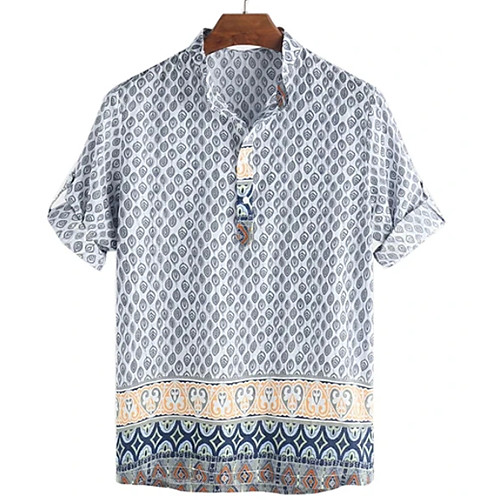 

Men's Geometric Shirt Daily V Neck Gray / Short Sleeve