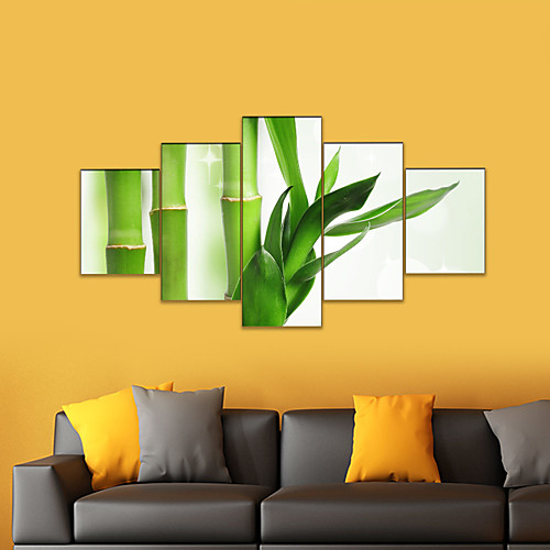 

AMJ hot sale art bamboo five paintings living room sofa background wall decoration canvas painting frameless painting core