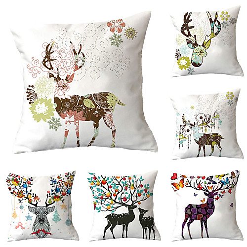 

Set of 6 Polyester Pillow Cover, Cartoon Graphic Prints Cartoon Fashion Square Traditional Classic Throw Pillow