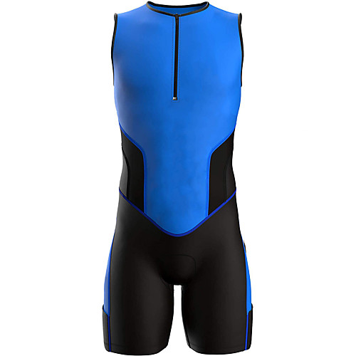 

21Grams Men's Sleeveless Triathlon Tri Suit Spandex Polyester Black / Blue Geometic Bike Clothing Suit UV Resistant Breathable 3D Pad Quick Dry Sweat-wicking Sports Solid Color Mountain Bike MTB Road