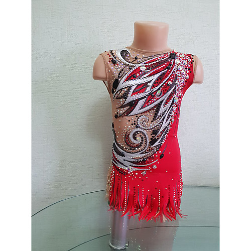 

21Grams Rhythmic Gymnastics Leotards Artistic Gymnastics Leotards Women's Girls' Kids Leotard Spandex High Elasticity Breathable Handmade Sleeveless Training Dance Rhythmic Gymnastics Artistic