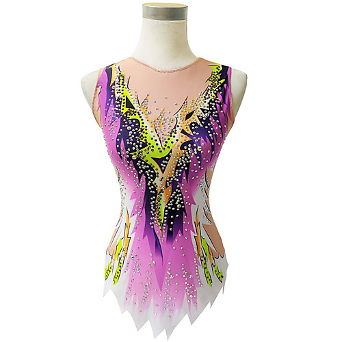 

21Grams Rhythmic Gymnastics Leotards Artistic Gymnastics Leotards Women's Girls' Kids Leotard Spandex High Elasticity Breathable Handmade Sleeveless Training Dance Rhythmic Gymnastics Artistic