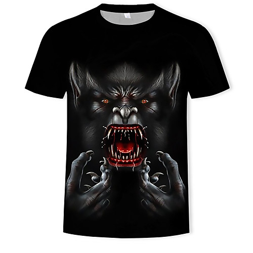 

Men's Plus Size Geometric 3D Print T-shirt Basic Street chic Daily Round Neck Black / Short Sleeve