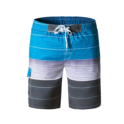 

Men's Beach board shorts Swimsuit Lace up Print Color Block Blue Red Green Gray Swimwear Bathing Suits
