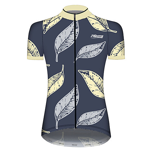 

21Grams Women's Short Sleeve Cycling Jersey Spandex BlueYellow Solid Color Leaf Floral Botanical Bike Jersey Top Mountain Bike MTB Road Bike Cycling UV Resistant Breathable Quick Dry Sports Clothing