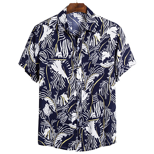 

Men's Floral Shirt Basic Boho Daily Beach Classic Collar Rainbow / Short Sleeve