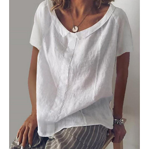 

Women's T shirt Solid Colored Plain Round Neck Tops Basic Top White Blue Red