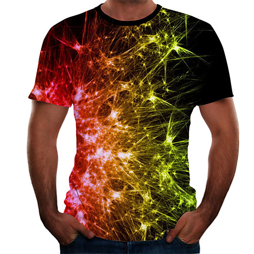 

Men's Plus Size 3D Graphic Print Slim T-shirt Basic Daily Round Neck Rainbow / Short Sleeve
