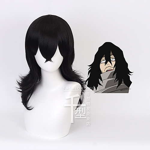 

Cosplay Costume Wig Synthetic Wig Azusa Nakano Cosplay My Hero Academy Battle For All / Boku no Hero Academia Curly Halloween Asymmetrical Wig Medium Length Natural Black Synthetic Hair 17 inch