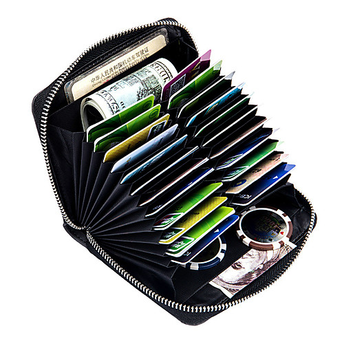 

Cowhide Zipper Card & ID Holder Solid Color Daily Black / Brown / Yellow