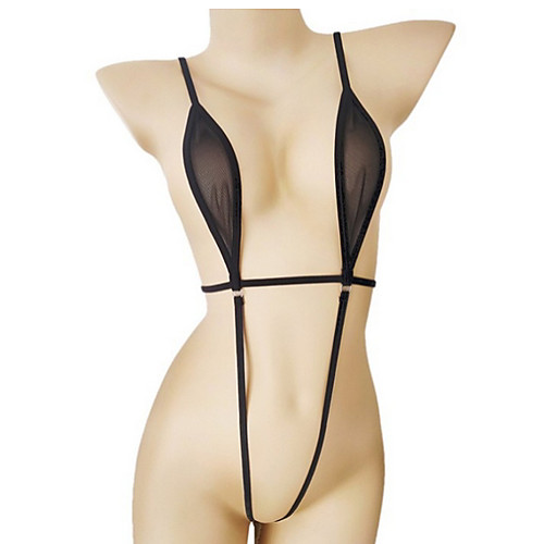 

Women's Backless Bodysuits Nightwear Solid Colored Black One-Size