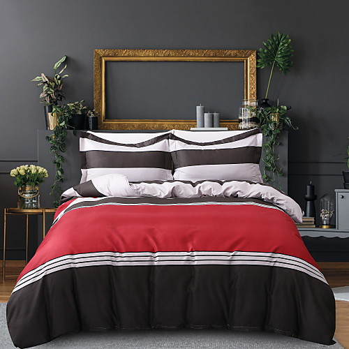 

Duvet Cover Sets 3 Piece Rayon / Polyester Stripes / Ripples Burgundy Printed Simple / &gt;800 / 3pcs (1 Duvet Cover, 2 Shams)