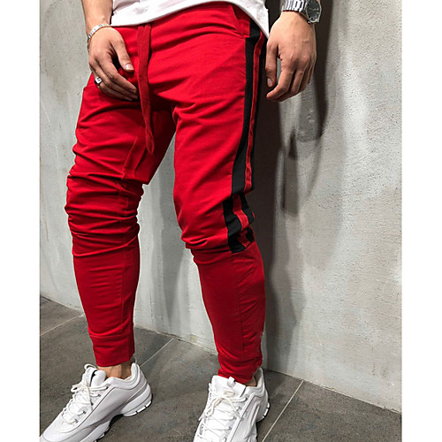 

Men's Basic Loose Sweatpants Pants Print Full Length White Black Red