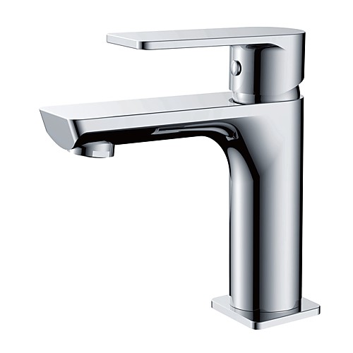 

Bathroom Sink Faucet - Deck Mounted Single Hole Basin Sink Mixer Tap Modern Lavatory Faucet