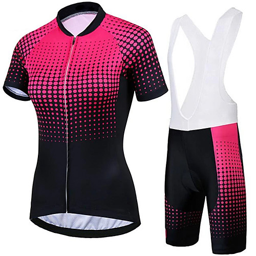 

21Grams Women's Short Sleeve Cycling Jersey with Bib Shorts Spandex Polyester Black / Red Polka Dot Bike Clothing Suit Breathable 3D Pad Quick Dry Ultraviolet Resistant Sweat-wicking Sports Polka Dot