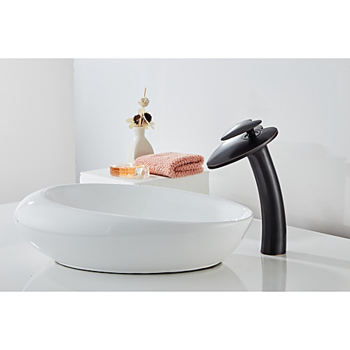 

Elegant Bathroom Sink Faucet - Love Waterfall Oil-rubbed Bronze Centerset Single Handle One HoleBath Taps