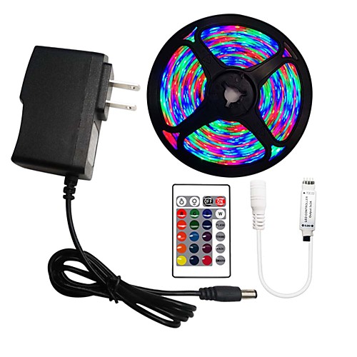 

5m Flexible LED Strip Lights RGB Tiktok Lights Remote Controls 270 LEDs SMD3528 8mm 1 24Keys Remote Controller 1 x 2A power adapter 1 set RGB Change Christmas New Year's Indoor Decorative