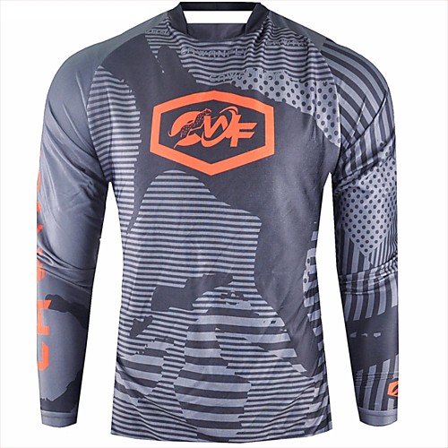 

CAWANFLY Men's Long Sleeve Cycling Jersey Downhill Jersey Dirt Bike Jersey Winter Polyester Black Polka Dot Stripes Novelty Bike Jersey Top Mountain Bike MTB Breathable Quick Dry Sweat-wicking Sports