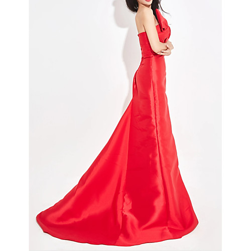 

Mermaid / Trumpet Sexy Engagement Formal Evening Dress Strapless Sleeveless Sweep / Brush Train Satin with Bow(s) 2021