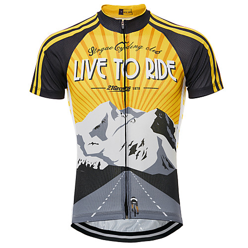 

21Grams Men's Short Sleeve Cycling Jersey Black / Yellow Retro Bike Jersey Top Mountain Bike MTB Breathable Quick Dry Moisture Wicking Sports Clothing Apparel / Micro-elastic / Back Pocket / Race Fit