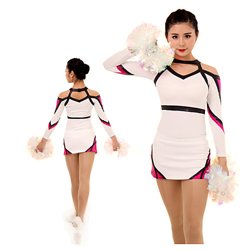 

Cheerleader Costume Uniform Women's Girls' Kids Dress Spandex High Elasticity Handmade Long Sleeve Competition Dance Rhythmic Gymnastics Gymnastics White