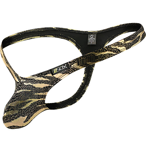 

Men's 1 Piece Print G-string Underwear - Normal Low Waist Gold Silver M L XL