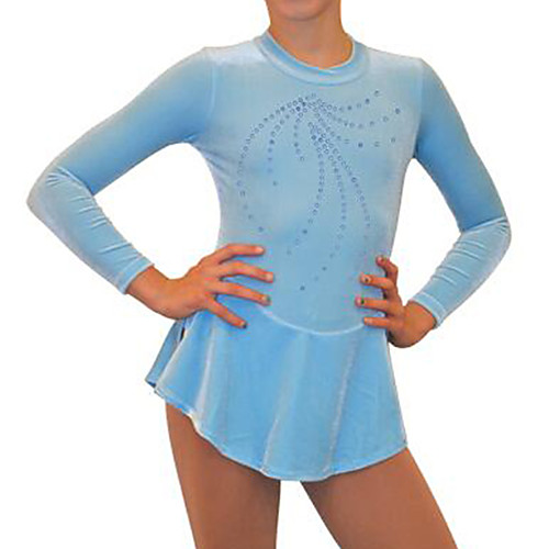 

Figure Skating Dress Women's Girls' Ice Skating Dress Sky Blue Spandex High Elasticity Competition Skating Wear Crystal / Rhinestone Long Sleeve Ice Skating Figure Skating / Kids