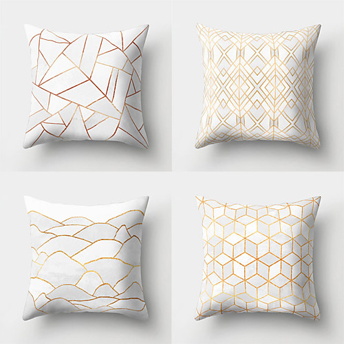 

Set of 4 Polyester Pillow Cover, Geometric Pattern Geometic Simple Classic Square Traditional Classic Throw Pillow