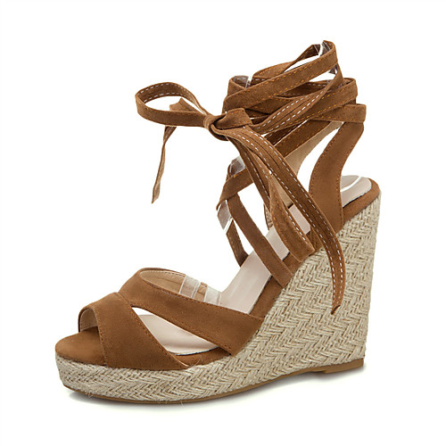 

Women's Sandals Wedge Sandals Spring & Fall Wedge Heel Open Toe Daily Outdoor PU Light Yellow / Black / Green