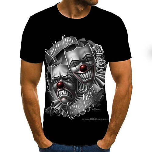

Men's 3D Graphic Slim T-shirt Basic Daily Round Neck Black / Short Sleeve