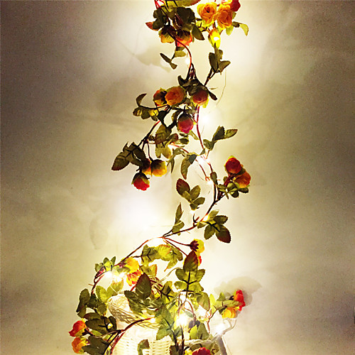 

1pcs Fairy Flower Leaf Garland String Lights Copper Wire 2m 20 Led AA Battery Powered Holiday Wedding Xmas Forest Party Decor Lamp