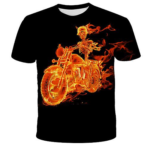 

Men's 3D Graphic Print T-shirt Street chic Exaggerated Daily Holiday Round Neck Black / Short Sleeve