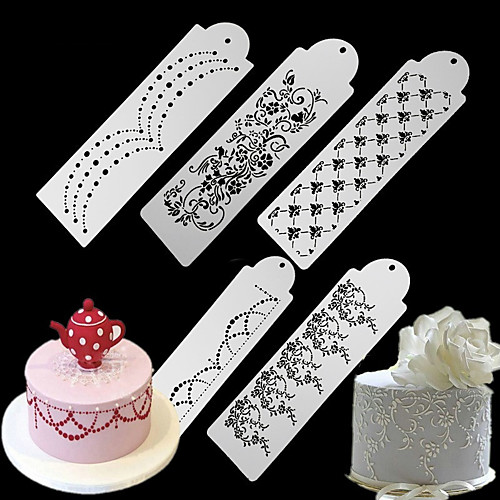 

5pcs Fondant Cake Spray Pattern Flanking Fancy Embossing Pattern Hollow