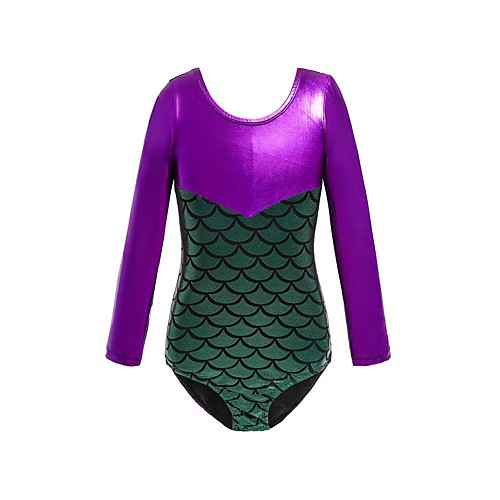 

Gymnastics Leotards Girls' Kids Dress Micro-elastic Breathable Mermaid Sleeveless Training Ballet Dance Gymnastics Purple