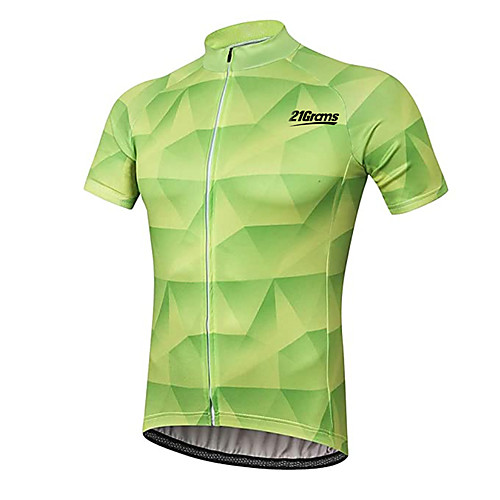 

21Grams Men's Short Sleeve Cycling Jersey Mint Green Plaid / Checkered Bike Jersey Top Mountain Bike MTB Road Bike Cycling UV Resistant Breathable Quick Dry Sports Clothing Apparel / Stretchy