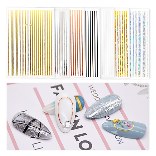 

7 pcs 3D Nail Stickers Vertical / Gold bar nail art Manicure Pedicure Universal / Creative Korean / Fashion Daily