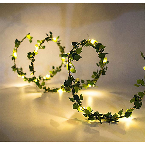 

1pcs 10m 100leds Outdoor LED Holiday Light Leaf Twine Fairy Garland String Lights Battery Power Operate for Rustic Wedding Party Decor